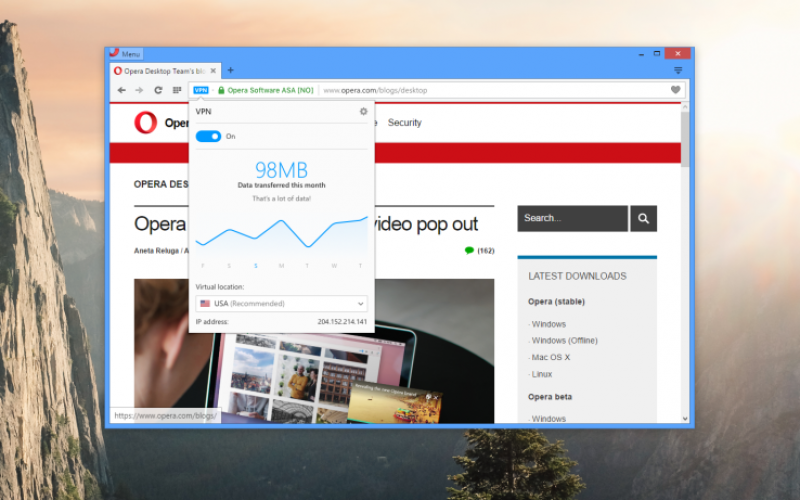 Opera пуска вградена VPN услуга